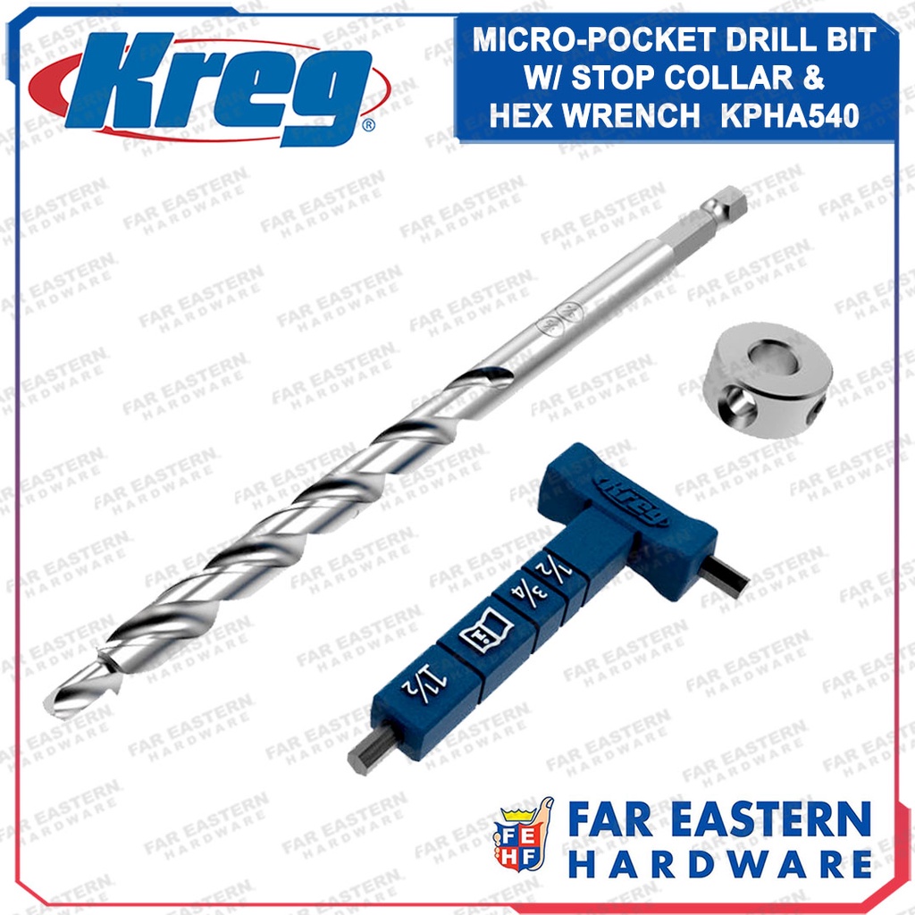 KREG Micro-Pocket Drill Bit with Stop Collar & Hex Wrench KPHA540 ...