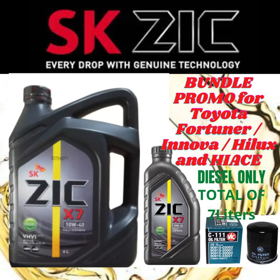 SK ZIC X7 10W-40 Diesel Fully Synthetic 7 Liters with Vic Oil Filter C ...