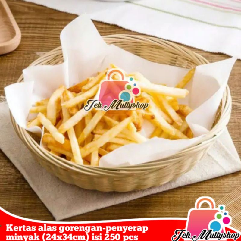 Fried Mat Paper/snack Mat (Oil Absorbent) Size 24x34 cm Contains 250