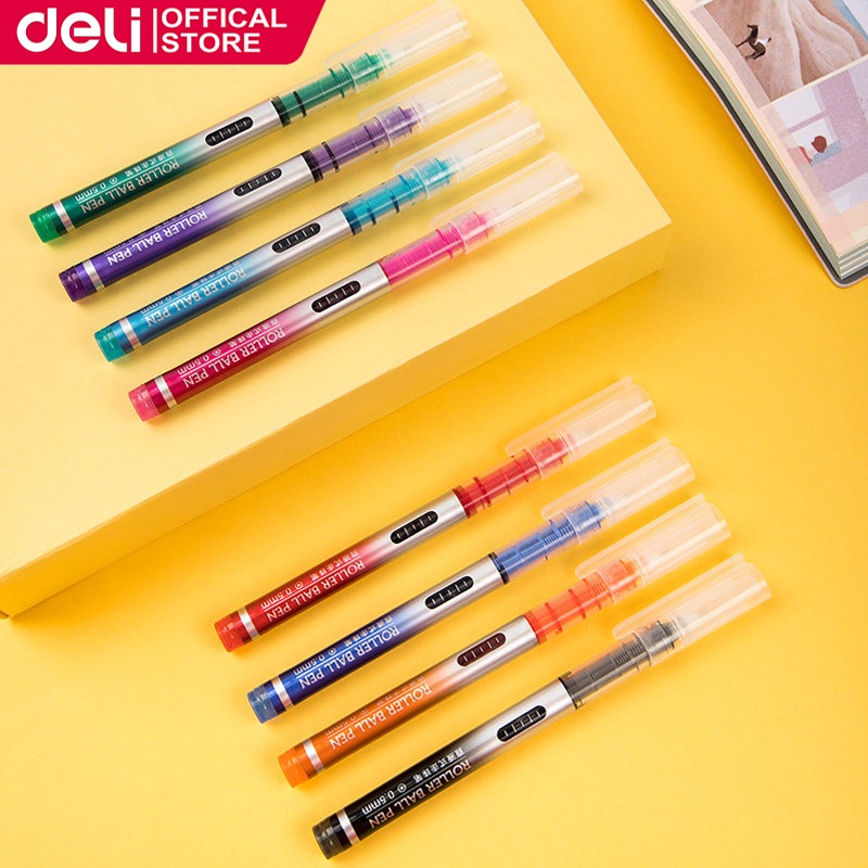 Deli 8 PCS/Box Straight Liquid Gel Pen 0.5mm Roller Ballpoint Pens For ...