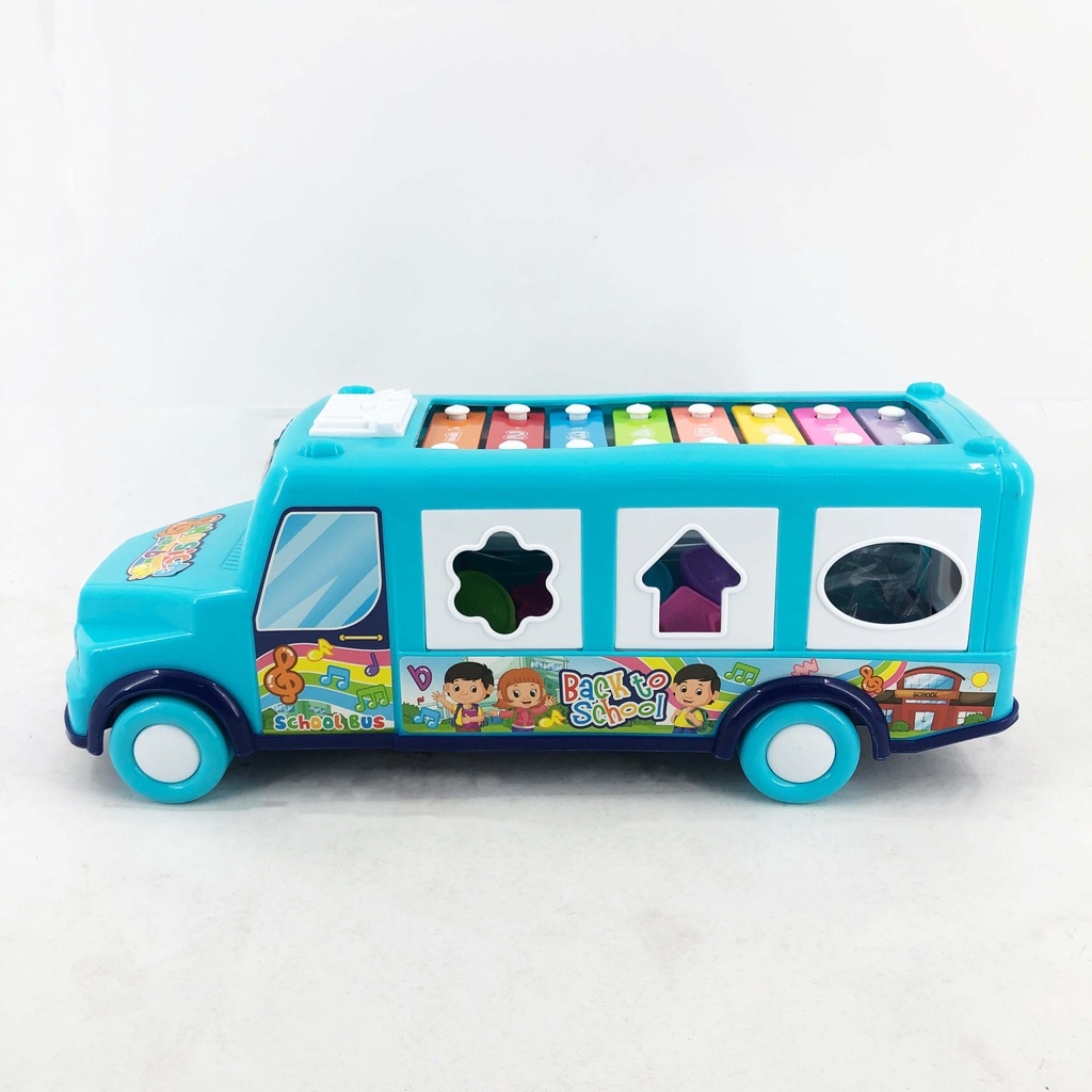 Musical Activity Bus Toy with Xylophone & Shape Sorter for Toddlers