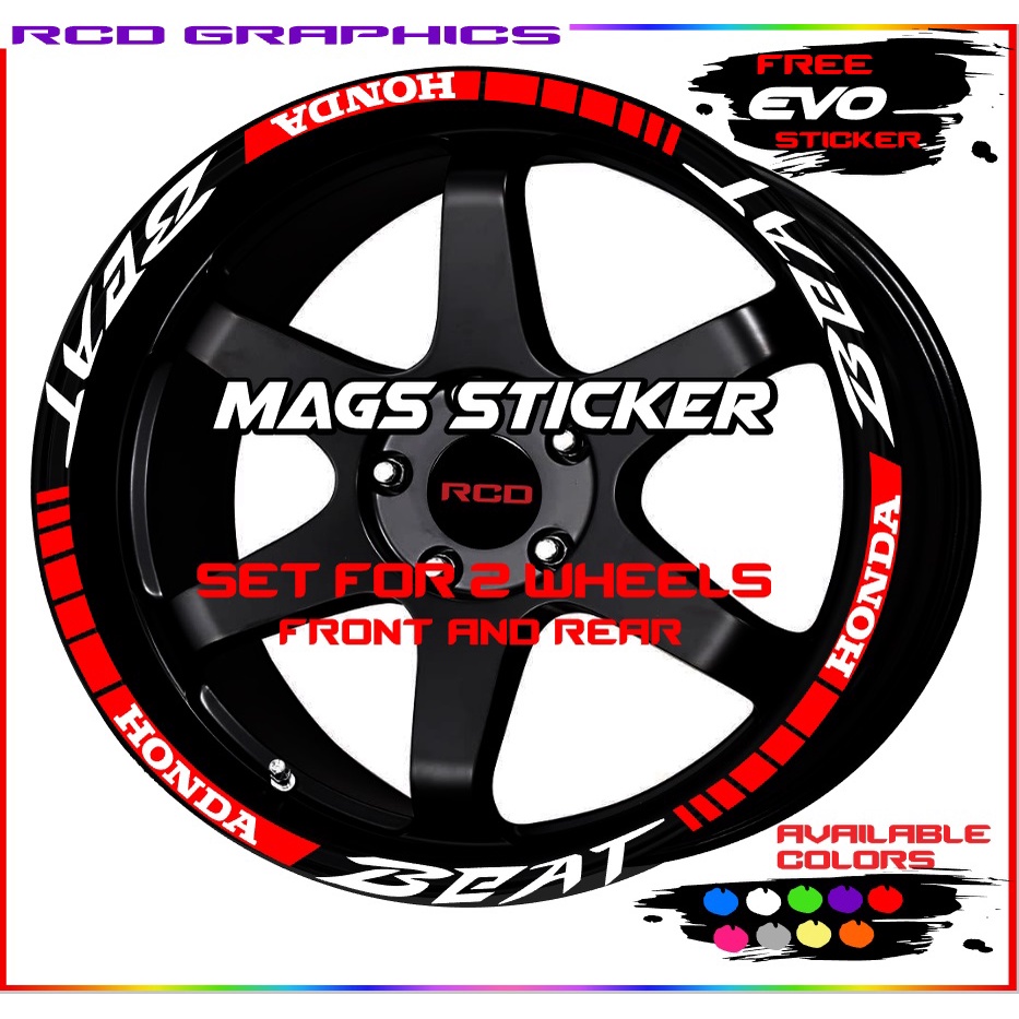 Beat Fi mags sticker fit all version set front and rear 2 wheels ...