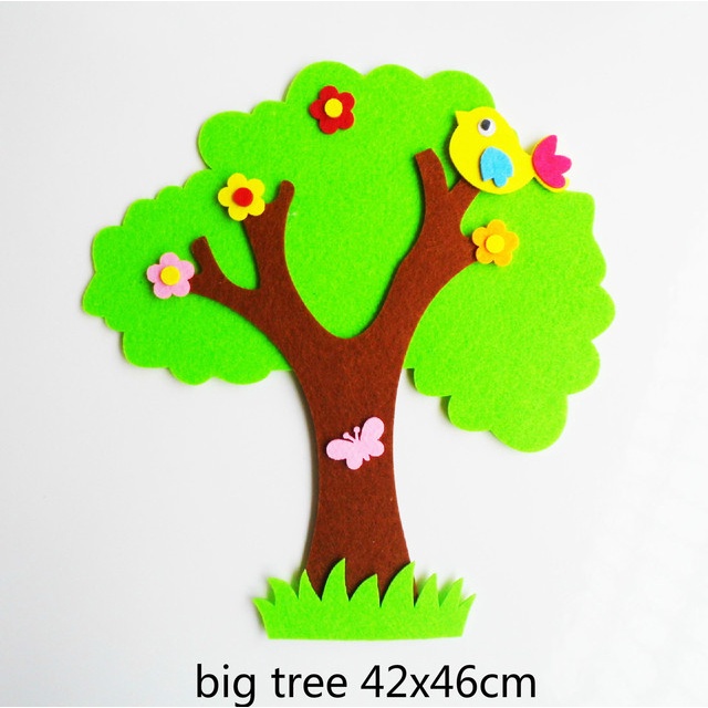 Felt Trees Craft pokok 3D Wall Decoration Kindergarten Layout Kartun ...