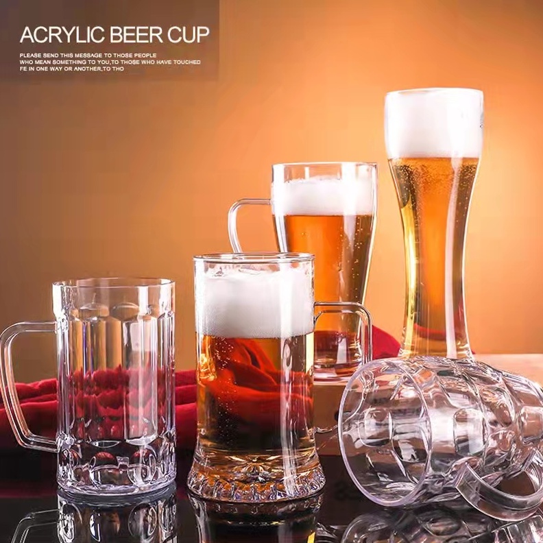 Glass Beer Mug With Handle Thickened Transparent Crystal Tea Cup Drink ...