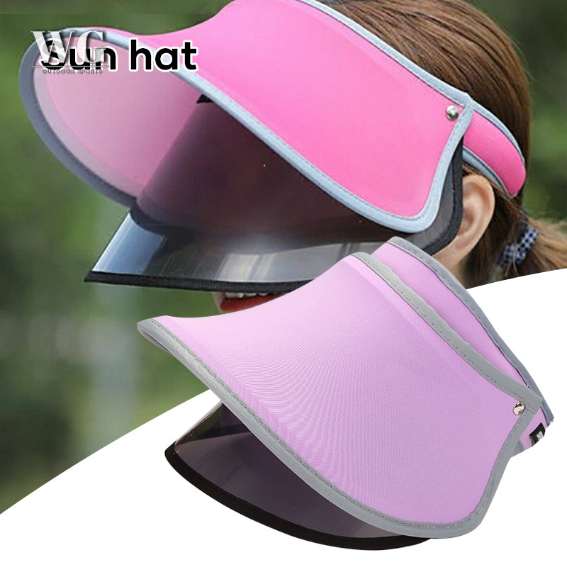 WPGY-tiktok Double Layer Sun Visor Hats UV Protection Sun Visor Face Shield  Anti UV Transparent Hat for Riding Hiking