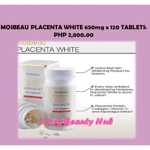 Mosbeau Placenta Whitening 650mg x 120tabs Shopee Philippines