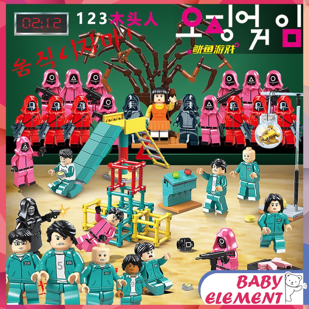 SQUID GAME Minifigures Building Blocks Red Green Light Tug of War