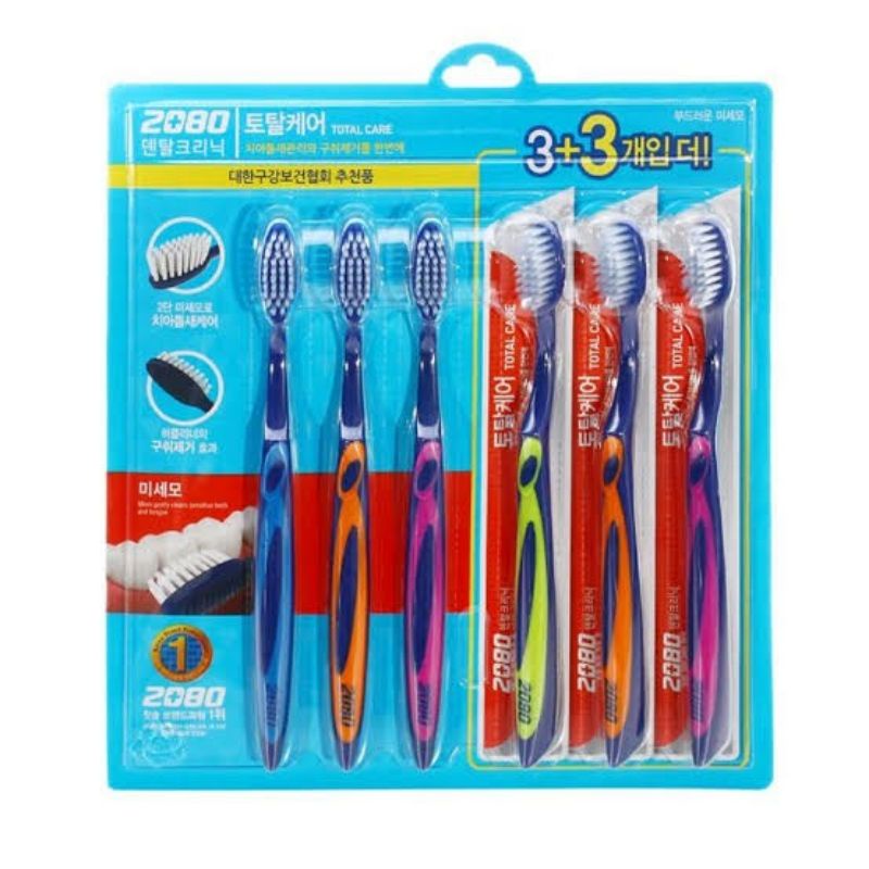 2080 Dental Clinic Total Care Korean Fine/Regular Toothbrush 6pcs ...