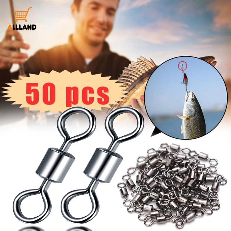 50 Pcs Stainless Steel Fishing Connector/ Angling Barrel Bearing ...