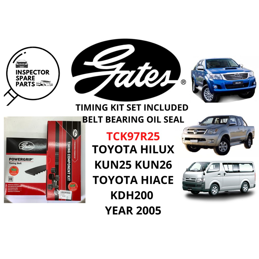 100 GATES TOYOTA HILUX KUN25 KUN26 HIACE KDH200 TIMING KIT SET