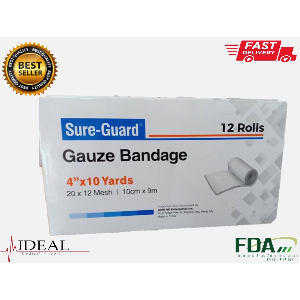 SUREGUARD Gauze Bandage 12rolls (4"x10yards) Shopee Philippines