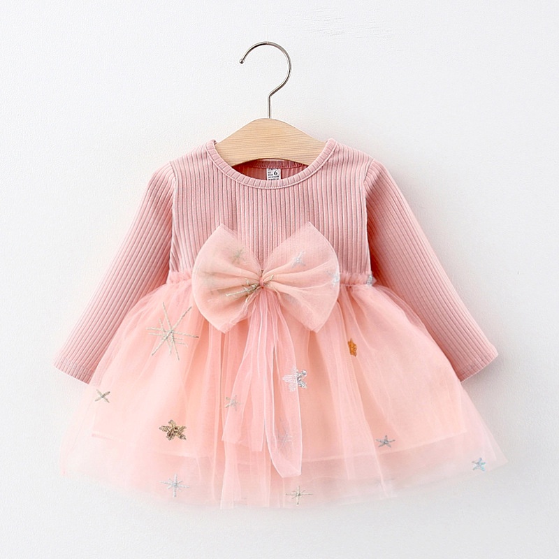 Baby Gilr Clothes Long Sleeve Dress Cute Cotton Soft Pink Dress Baby ...