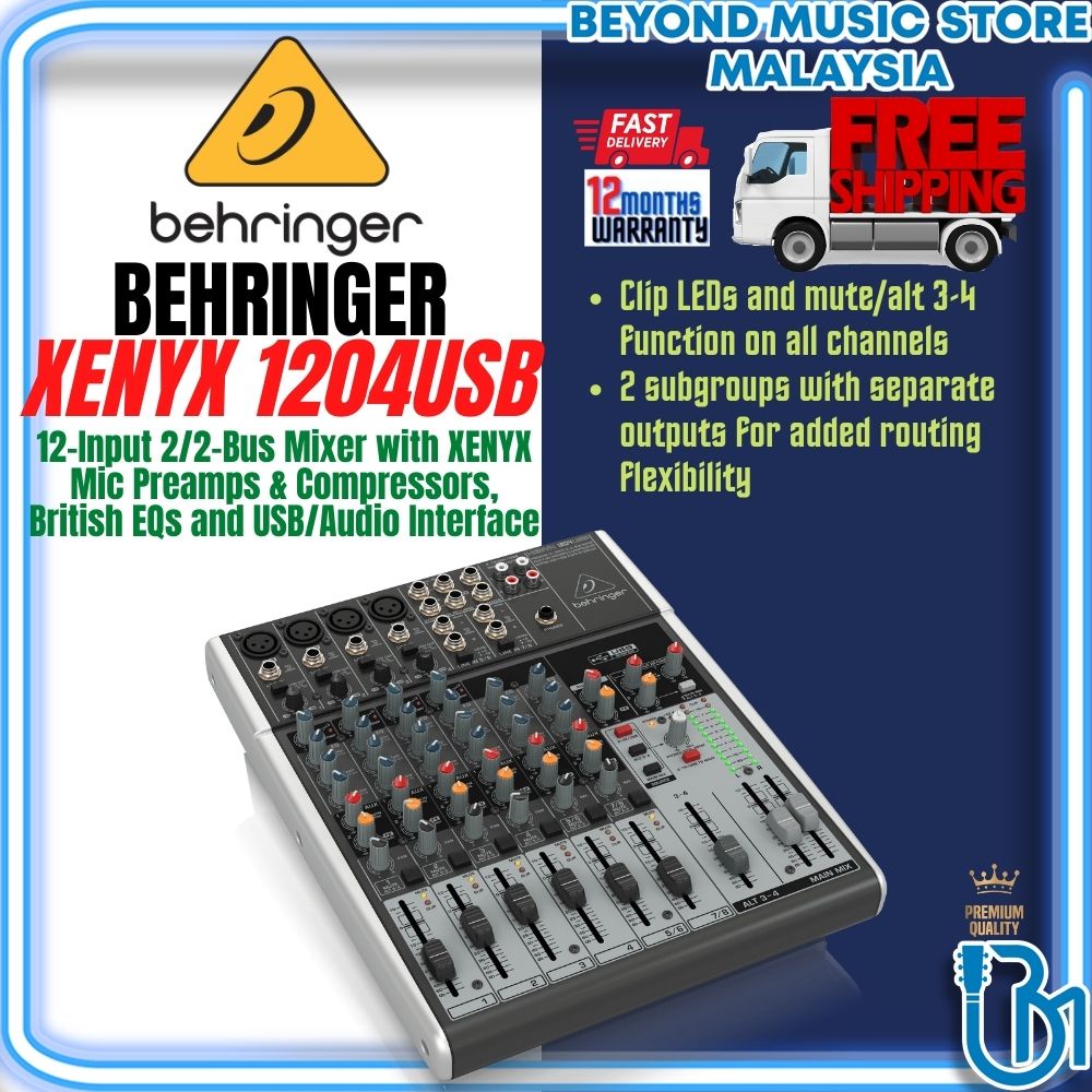 BEHRINGER XENYX 1204USB 12Input 2/2Bus Mixer with XENYX Mic Preamps