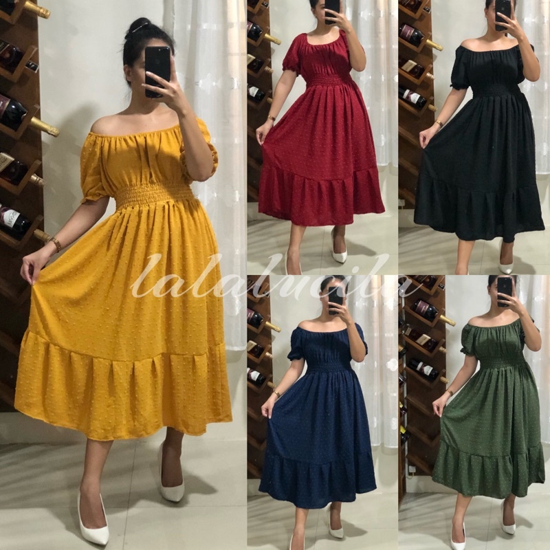 Belle 2.0 M 2XL Smocking Swissdot Long Layered Dress PLUS SIZE Shopee Philippines