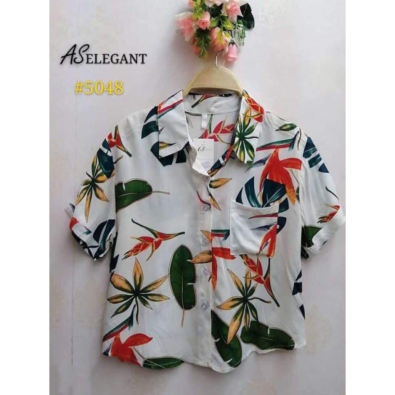 Shopee sale floral polo