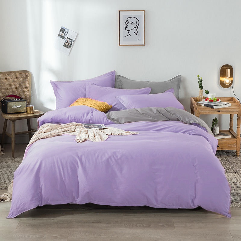 4 IN 1 BEDSHEET SET MODERN PLAIN HOTEL TWO TONED PURE COTTON BEDDING ...