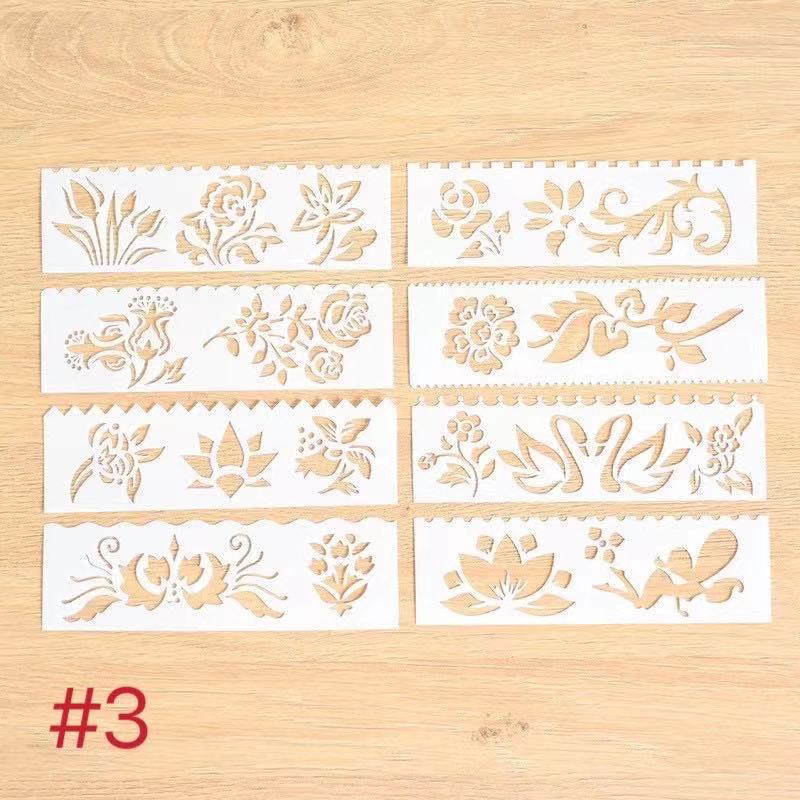 8pcs long strip series painting ruler multifunctional hollow lace ...