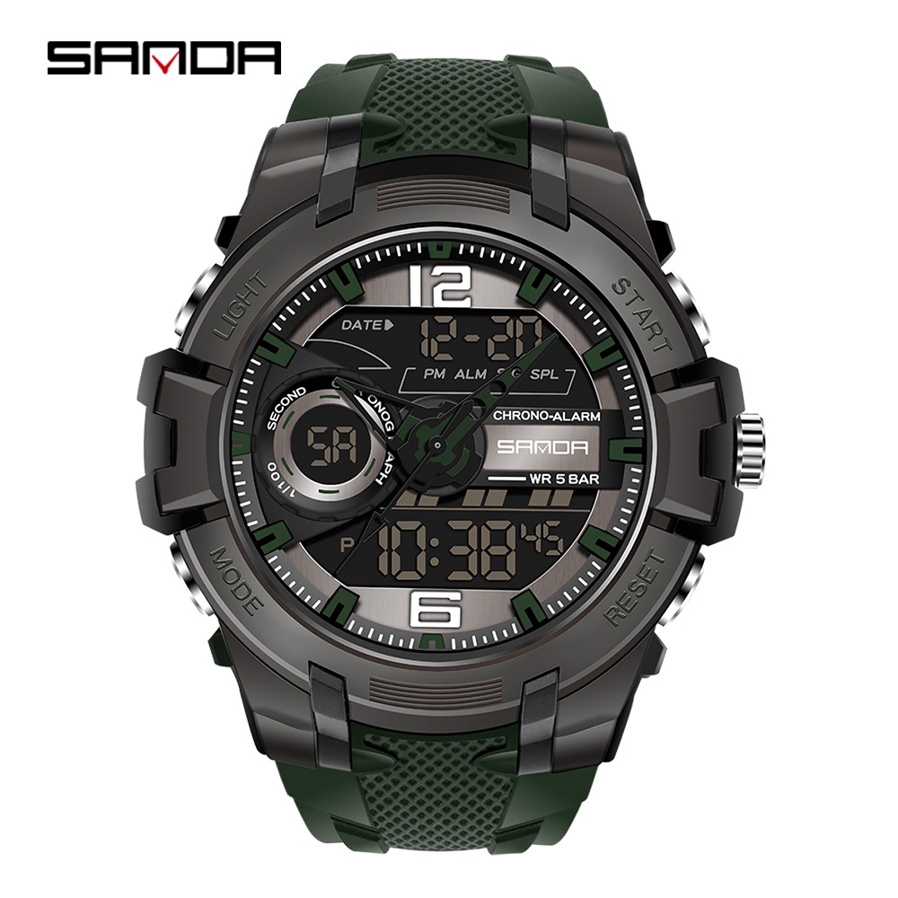 Sanda Men Multi-Functional Digital Brand Dual Display Outdoor Sport Pu ...