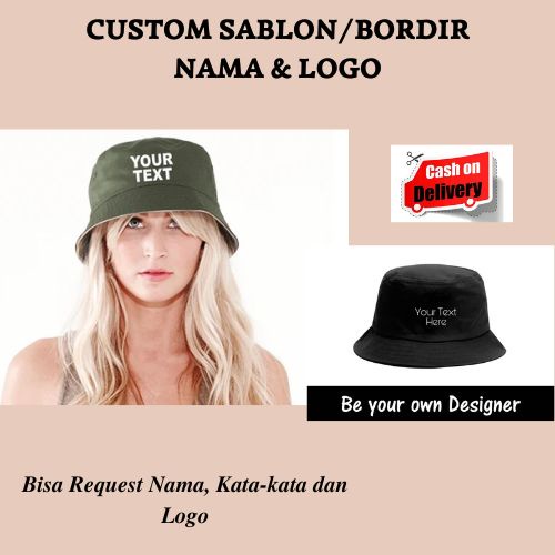 CUSTOM Embroidered Bucket with Screen Printing, Names, Words and Logos ...