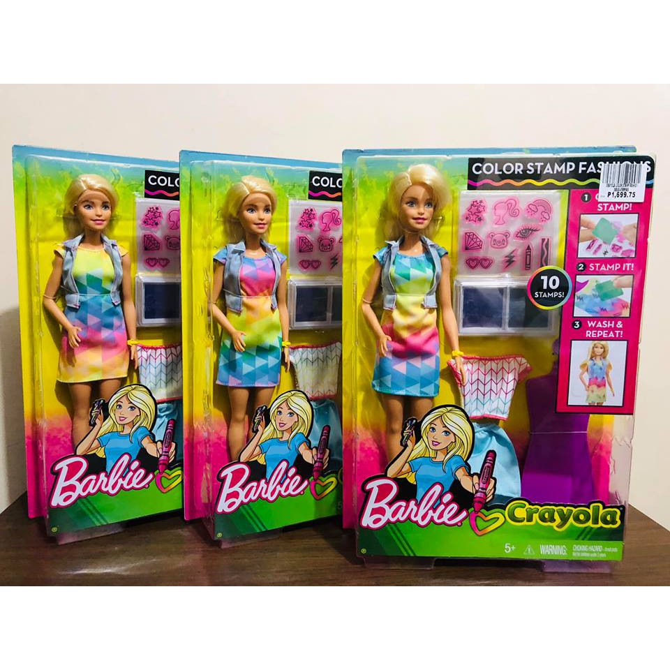 Barbie crayola color store stamp