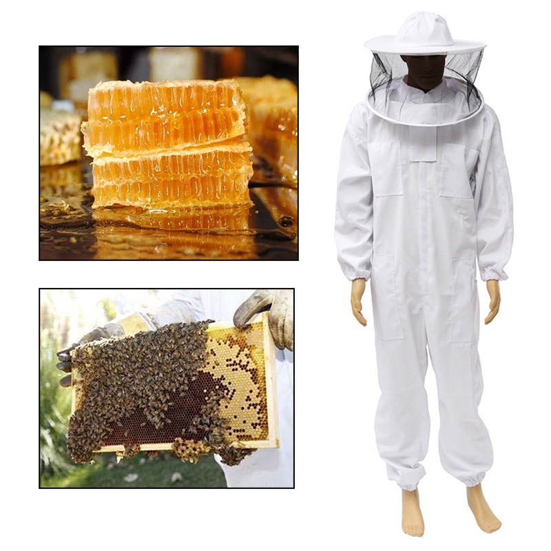 Cotton Beekeeping Protective Clothing Veil Hood Hat AntiBee Coat Full