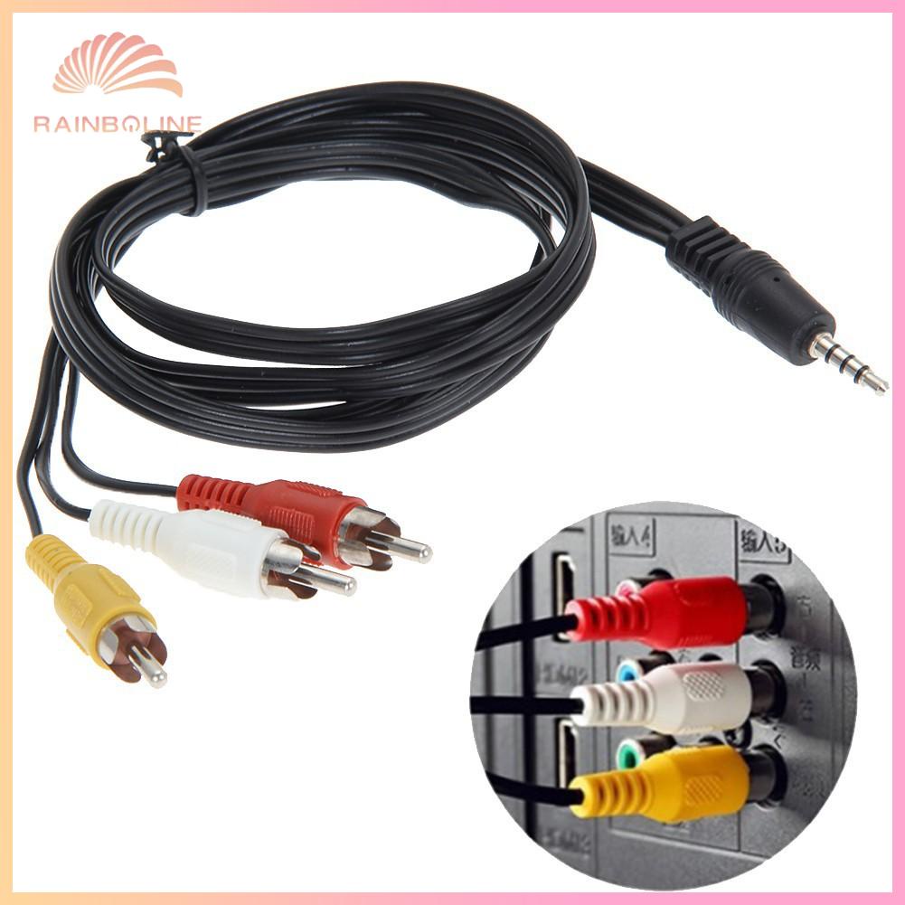 3.5mm RCA Audio Video Cable 3.5mm Jack to 3 RCA Male AV Wire Cord 1.2M DV  MP4 Convertor 