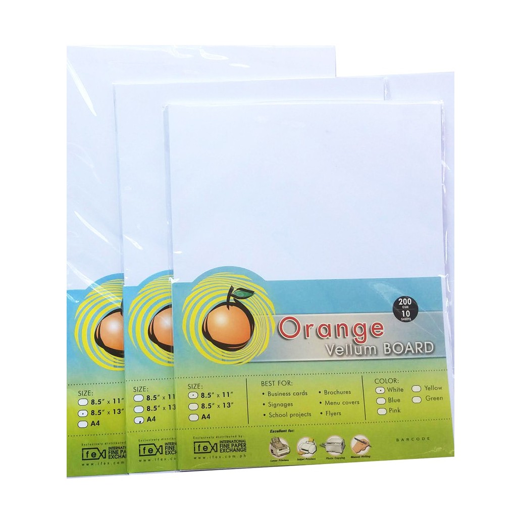 Orange Vellum Board 200gsm Long/ Letter/ A4 Size 10 sheets Shopee Philippines