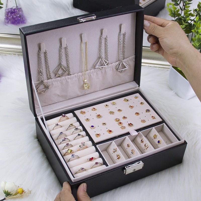 【24H TO SHIP】Elegant Jewelry Box Watch Jewelry Organizers Waterproof  Jewelry Storage Box With Lock