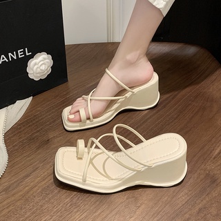 Women's Platform Wedge Sandals, Open Toe Knit Slip On Slingback Shoes,  Casual Trendy Heightening Beach Sandals