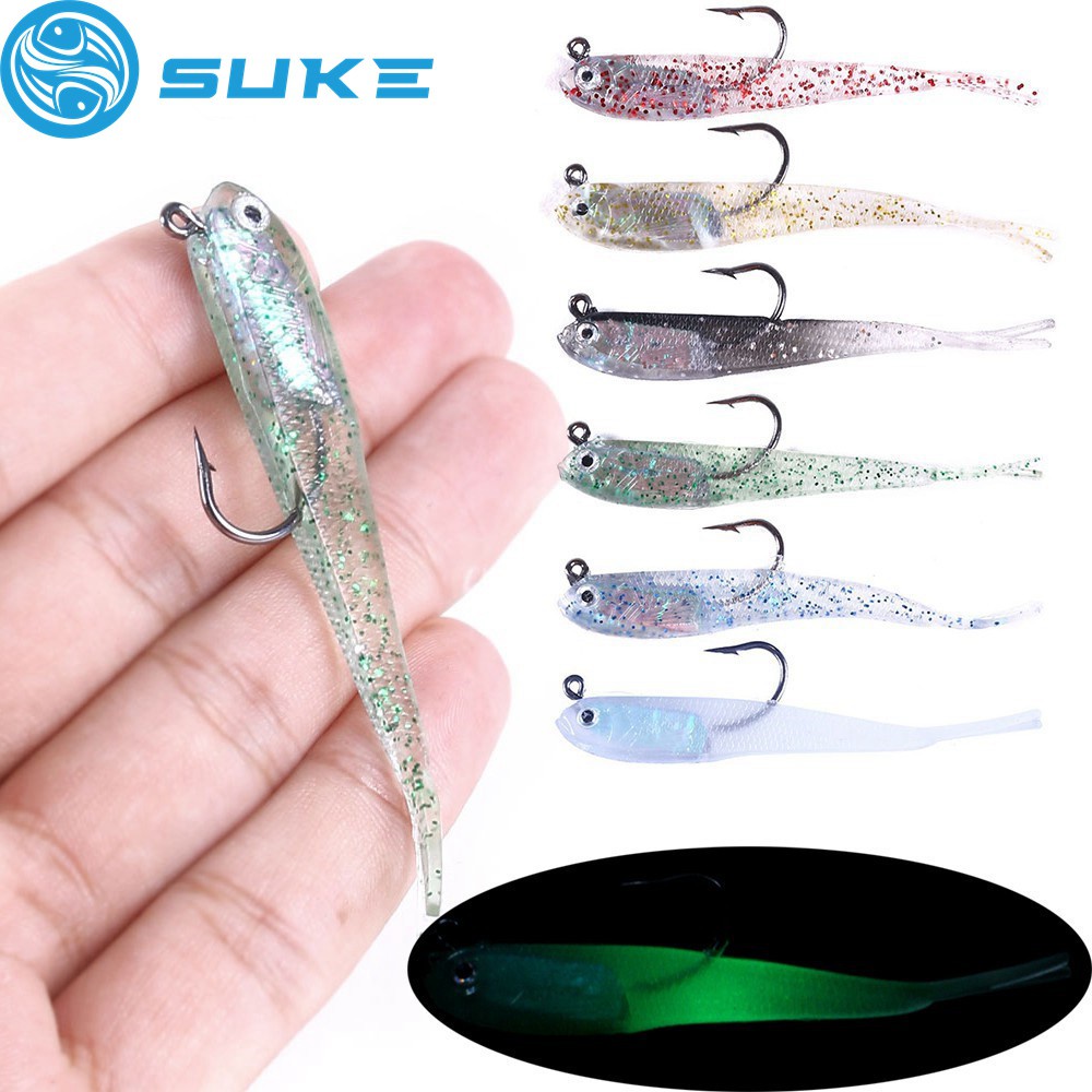 Suke 5PCS 7.5Gcm 5G Soft Bait with Inner Lead Black Lure Sea Fish