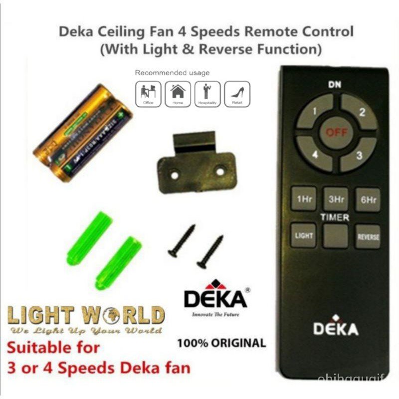 DEKA Ceiling Fan Remote Control DN ( 4 SPEED, REVERSE, LIGHT ) Xdmf