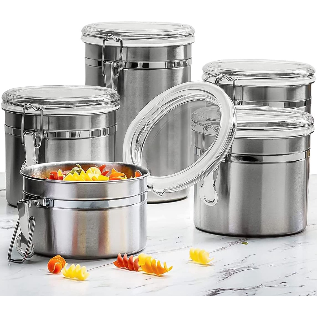 Creative Home 4-Piece Stainless Steel Canister Set with Airtight