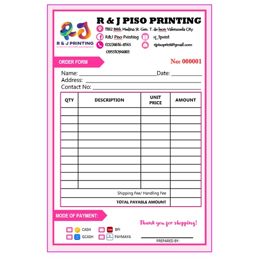 PERSONALIZED ORDER FORM, CARBONLESS PAPER | Shopee Philippines