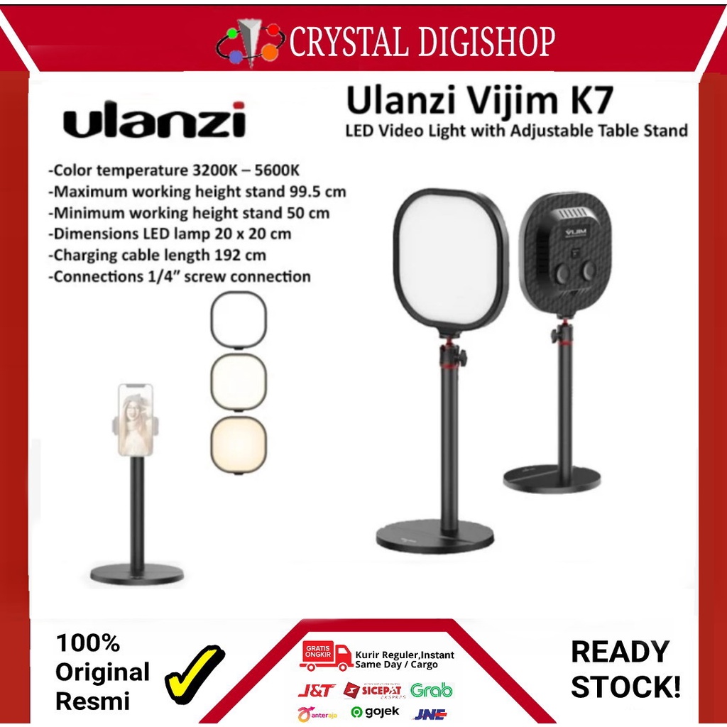 Ulanzi Vijim K7 LED Video Light with Adjustable Table Stand | Shopee ...