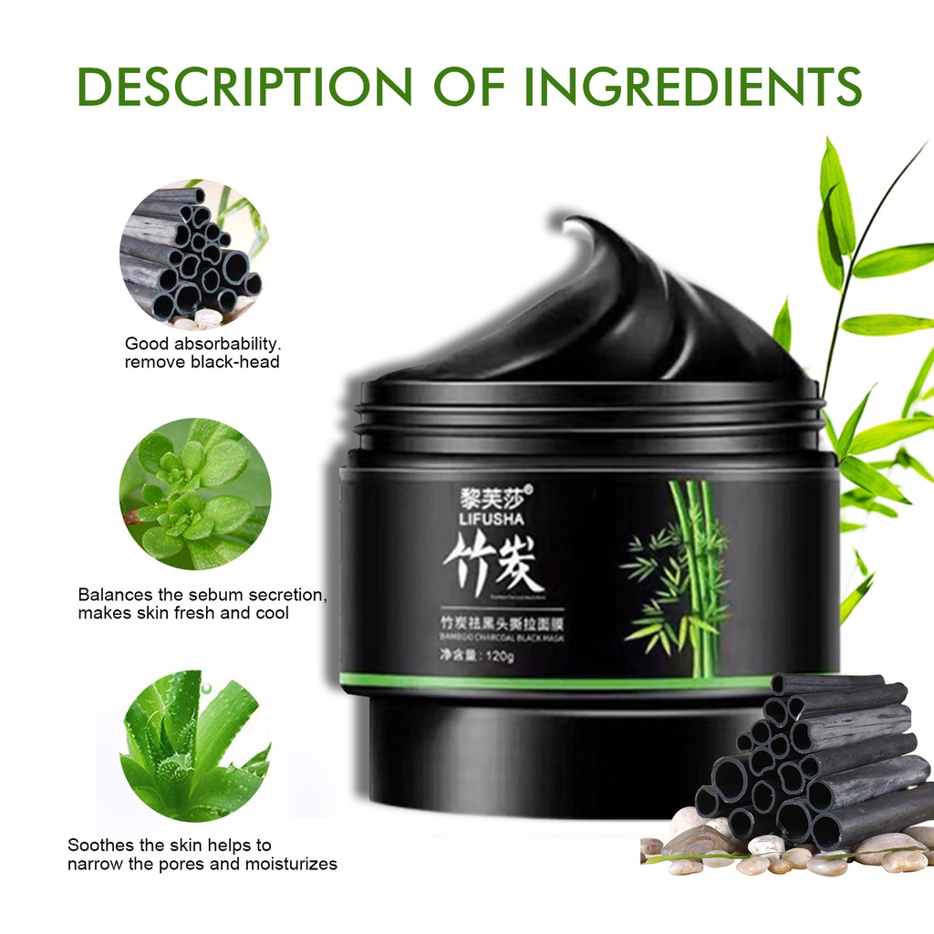 120g Bamboo Charcoal Mask Blackhead Remover Mask Shrink Pores Deep