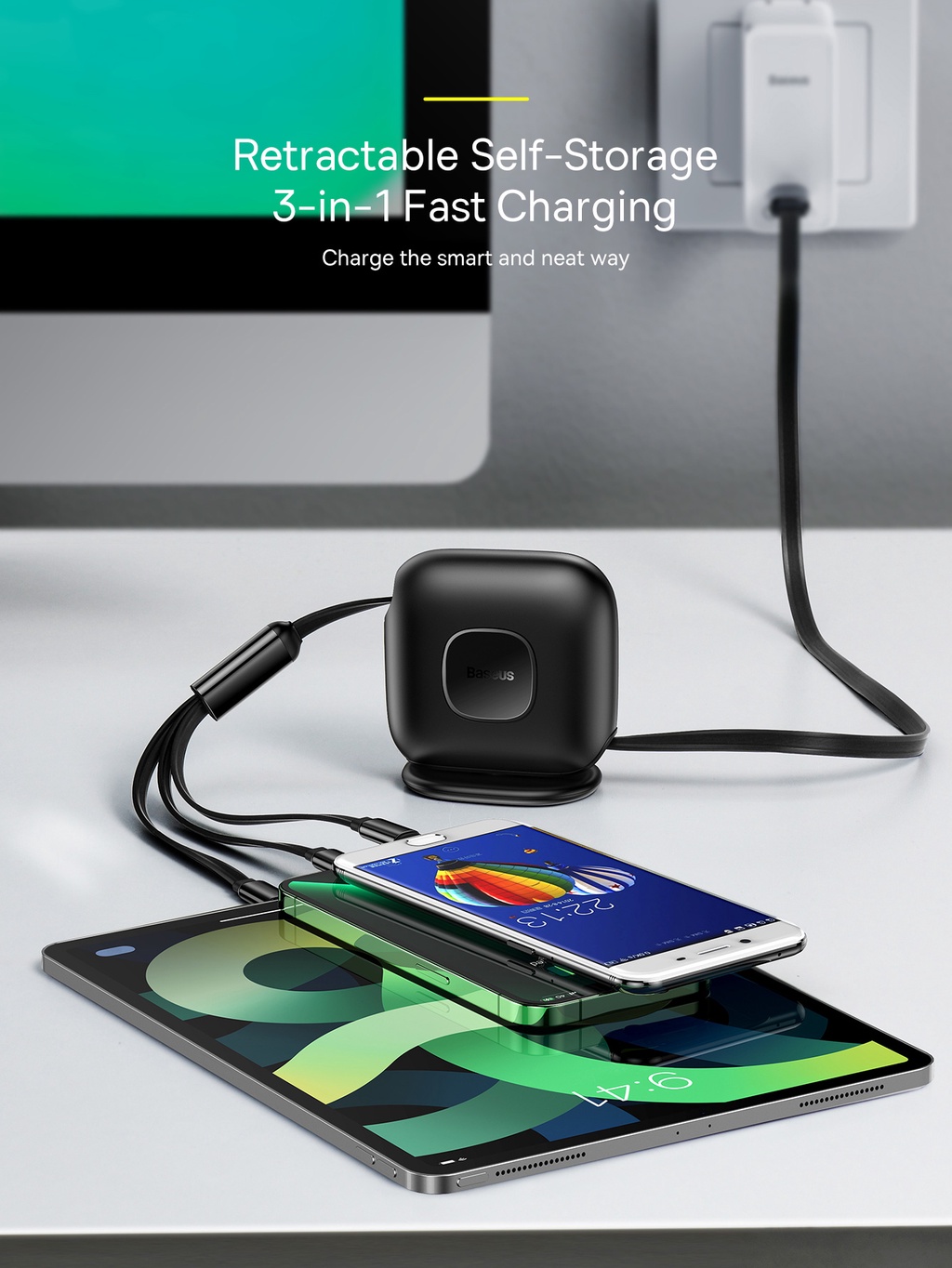 Baseus 3 in 1 USB C Cable for iPhone 15 14 13 Pro 11 XR Charger Cable 100W Micro USB Type C Cable for Macbook Pro Samsung Xiaomi - 202192403