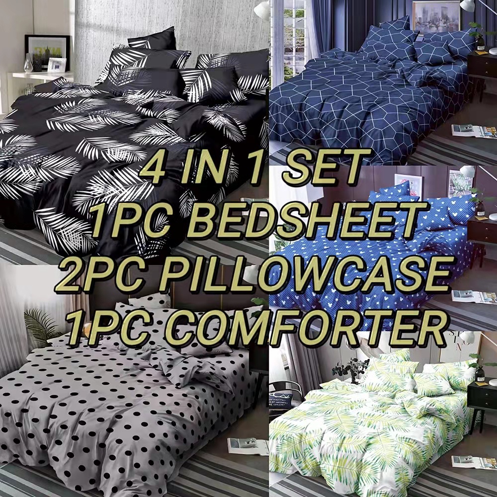4 in 1 beddings w/ Comforter set Double , Queen size(1pc bedsheet + 2pc