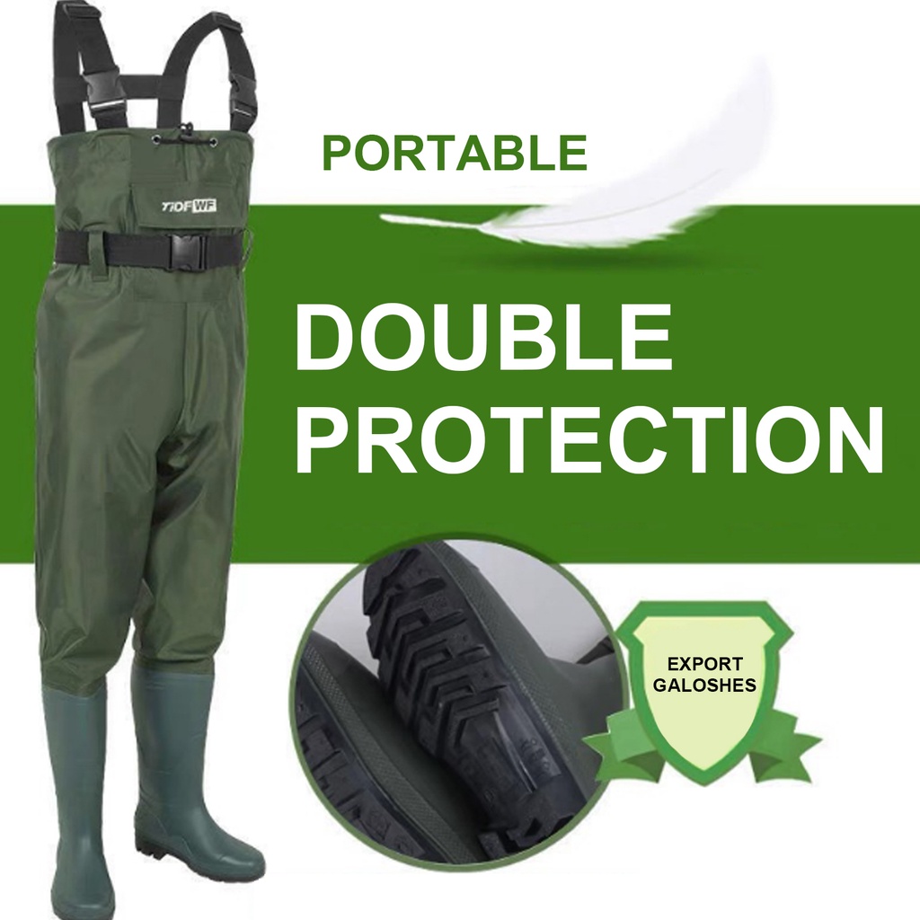 Waterproof fishing pants with on sale boots