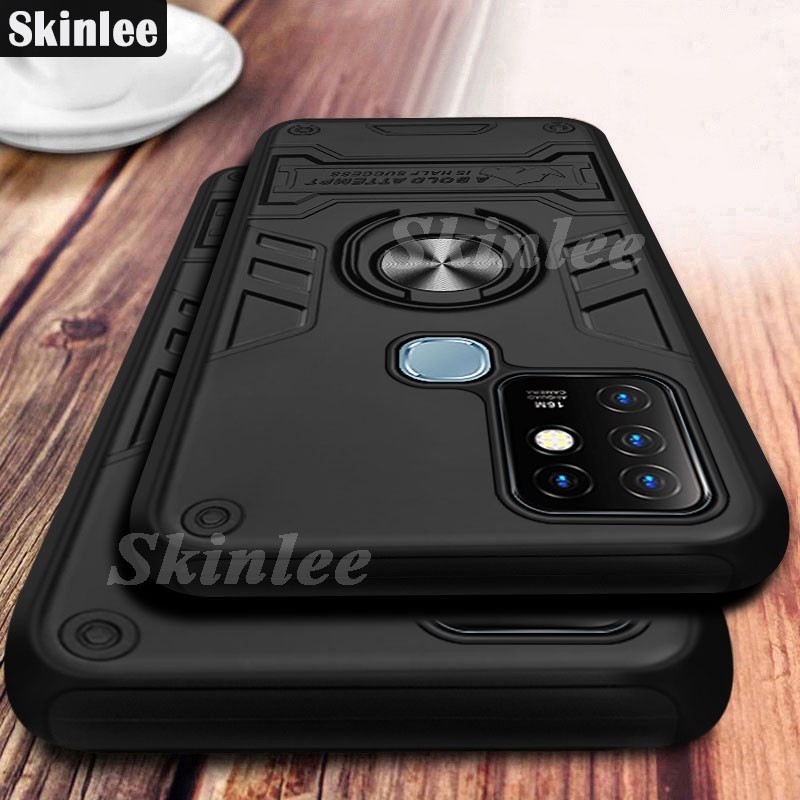 Skinlee Shockproof Armor Stand Case For Infinix Hot 10 11s With Holder Ring Cover Cases For 