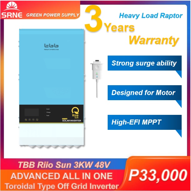 Inverter TBB Riio sun 3000w 48v/WIFI Free Hybrid off grid/Built in MPPT ...