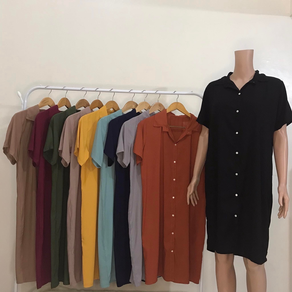 Button down store dress shopee