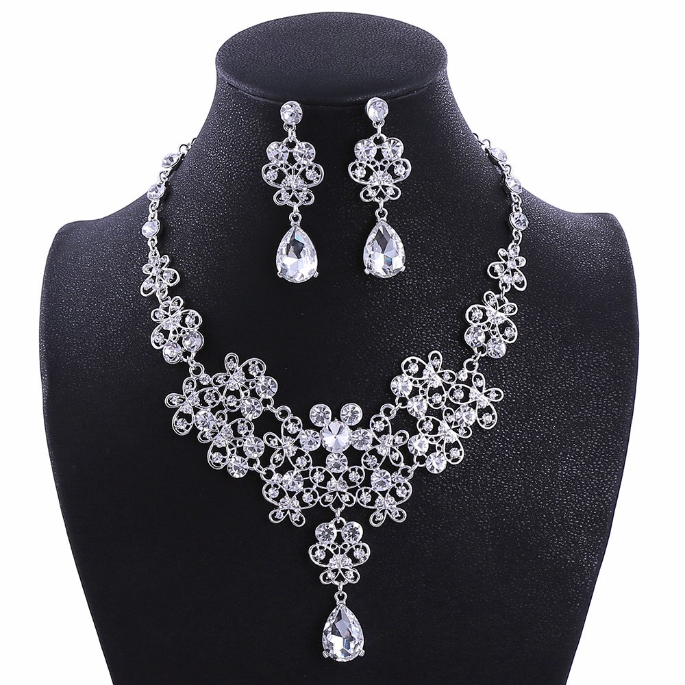 Bridal Prom Wedding Necklace Earrings Set | Shopee Philippines