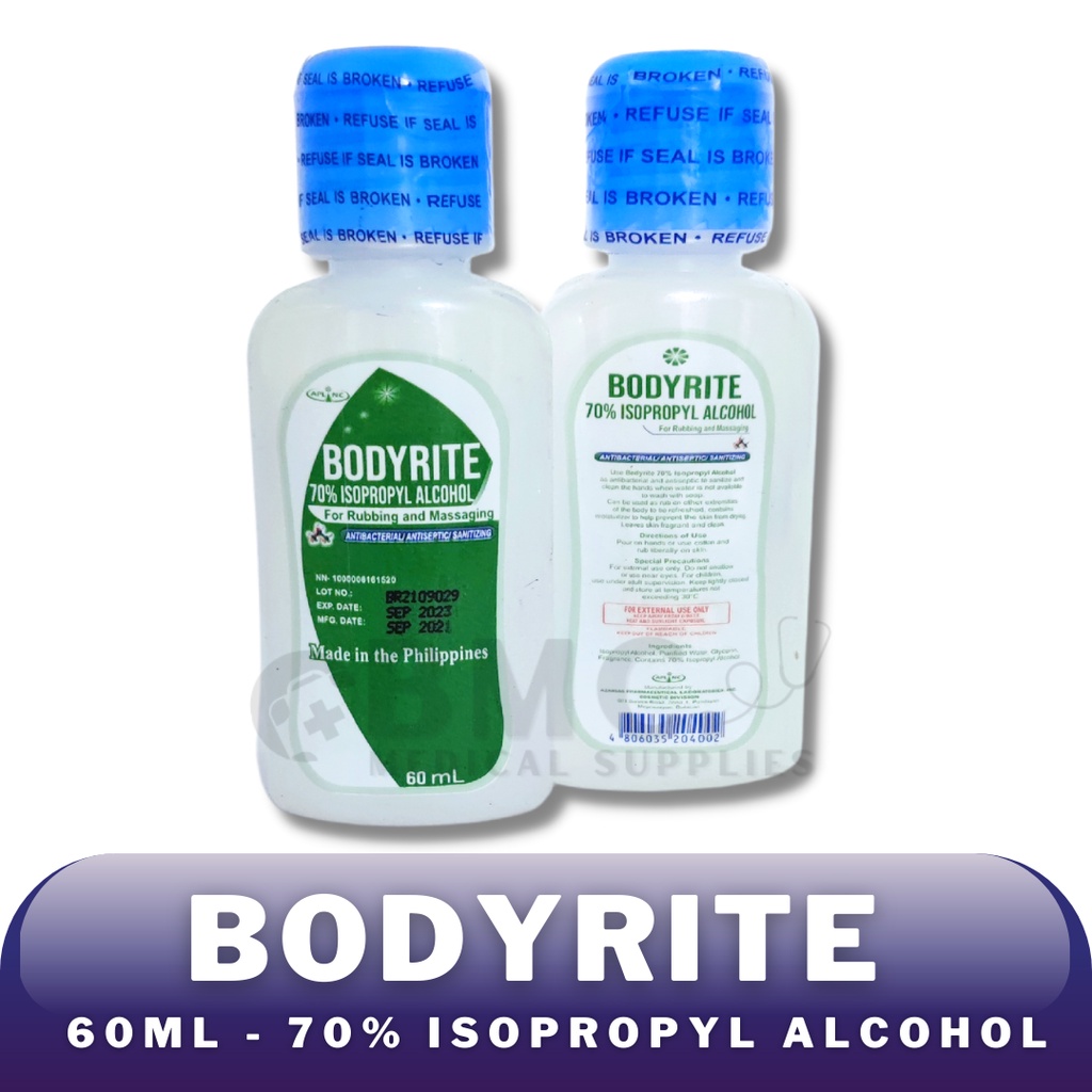 Bodyrite Alcohol 60ml Isoprophyl 70% | Shopee Philippines