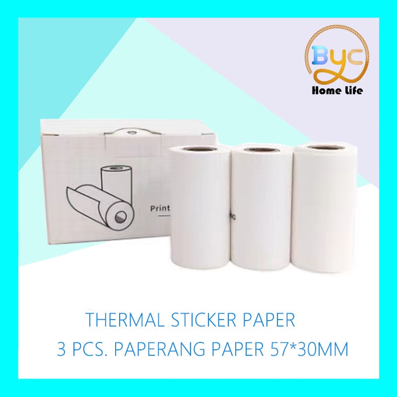 BYC 3 Rolls 57mm*30mm High Quality Thermal Sticker Paper for Thermal ...