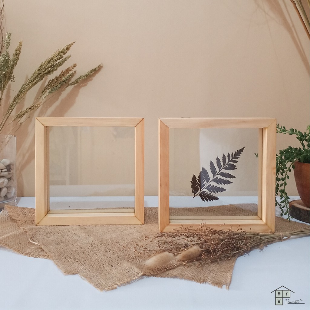 KAYU Dutch Teak Wood Double Glass Photo Frame 20x20cm // Rustic Frame ...