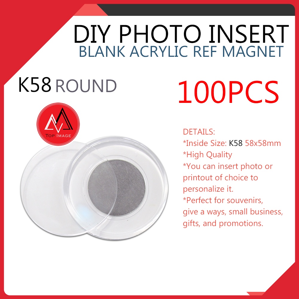 100pcs Blank Round Acrylic Fridge Magnet Photo Insert Souvenirs ...