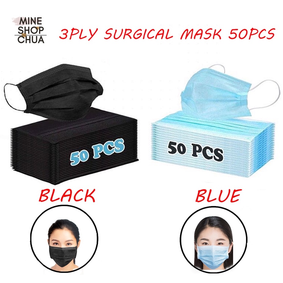 (1PACK) (50PCS) FACE MASK SURGICAL 3PLY EXCELLENT QUALITY DISPOSABLE ...