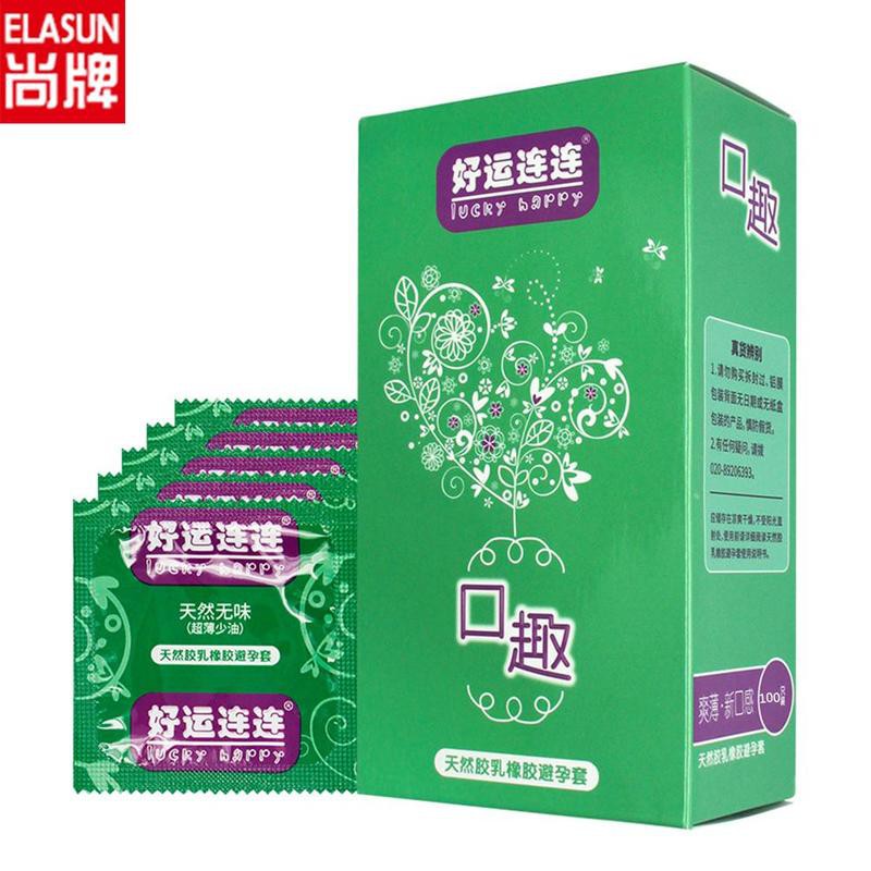 Elasun 100 Pcs Oral Sex Blowjob Condom Fellatio Ice Cream Flavor Lubricated Condoms Natural 