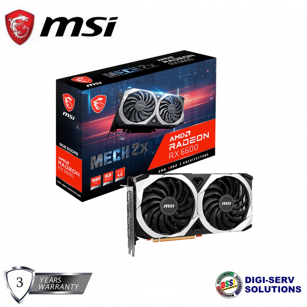 MSI Radeon RX6600 MECH 2X 8G GPU Boost Up to 2491 MHz 128-bit 8GB GDDR6 ...