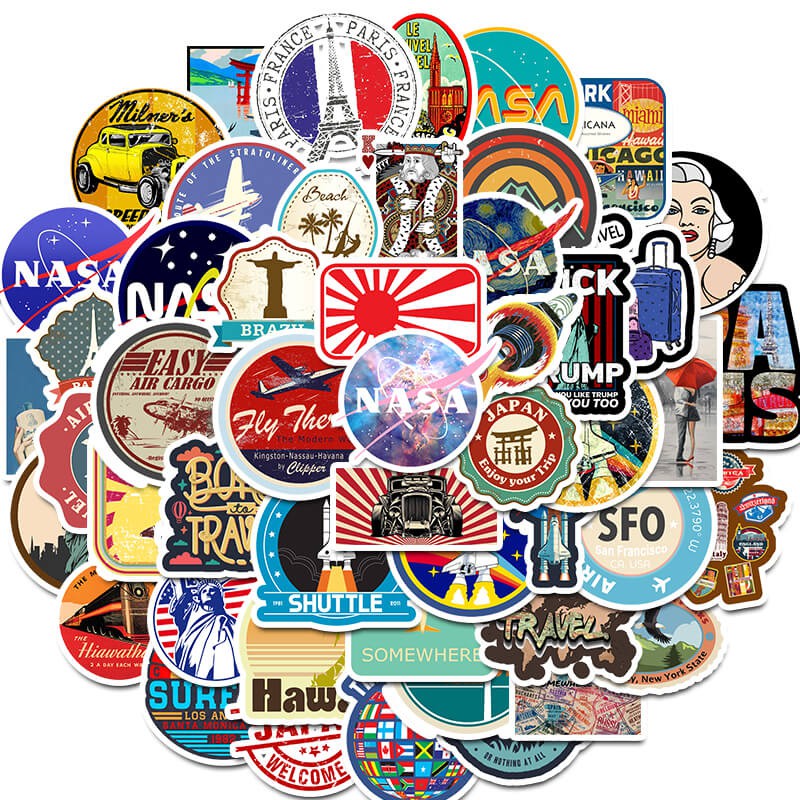 50pcs Travel Stickers NASA Stickers For Graffiti Stickers Water Cup ...
